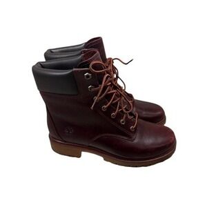 Timberland 6in Premium Waterproof Boots Burgundy Leather Womens 7.5 A1SFD